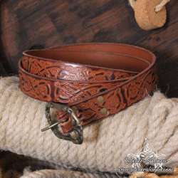 Ceinture viking gravée en cuir artisanal